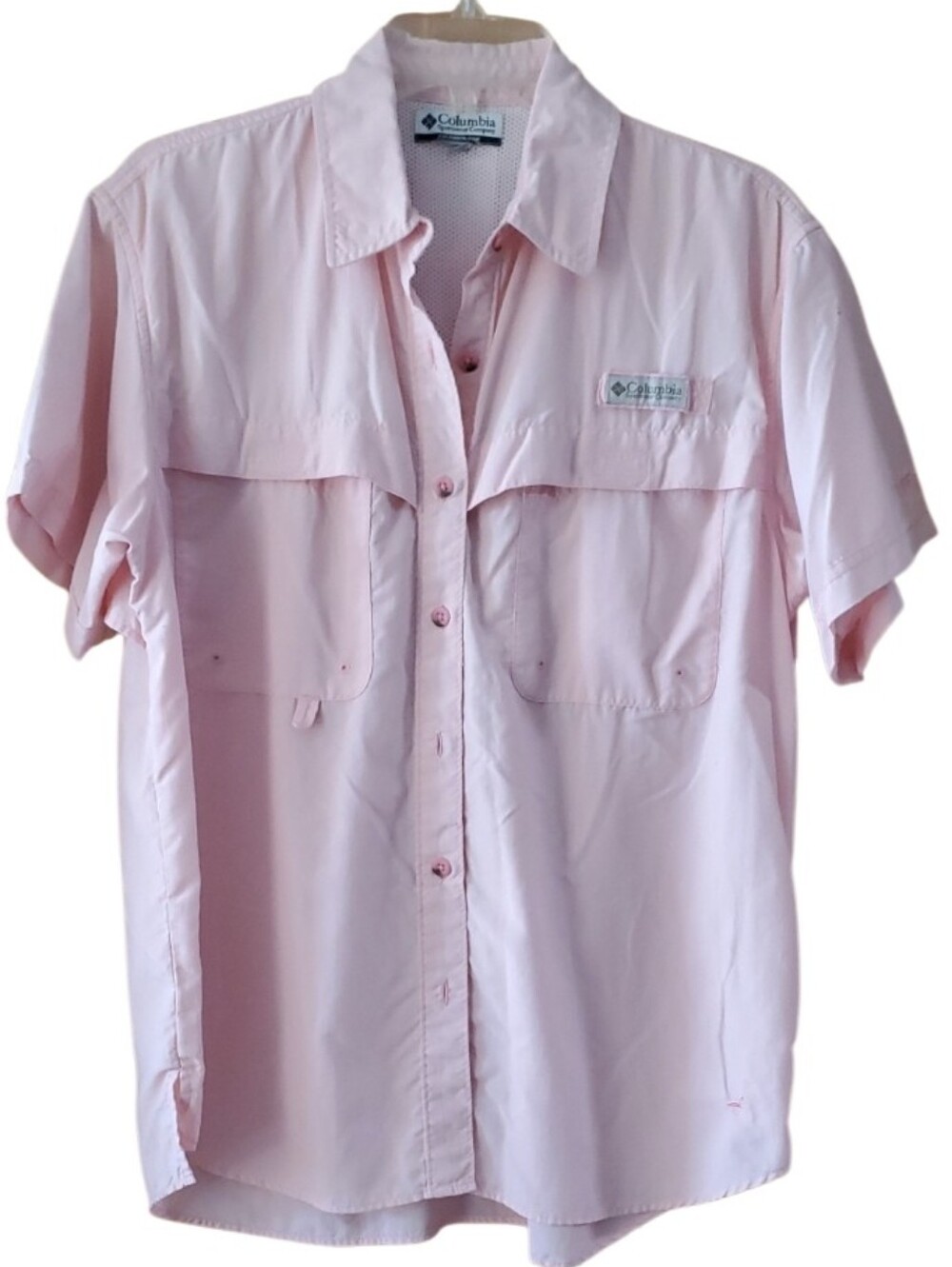 Columbia Women's Pink Short Sleeve Performance UPF 30+ Buttondown Top